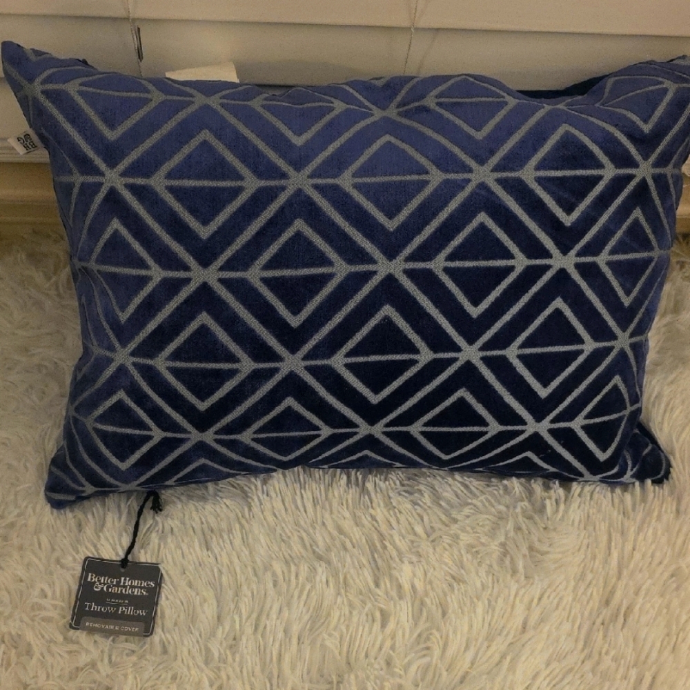 Blue Geometric Throw Pillow